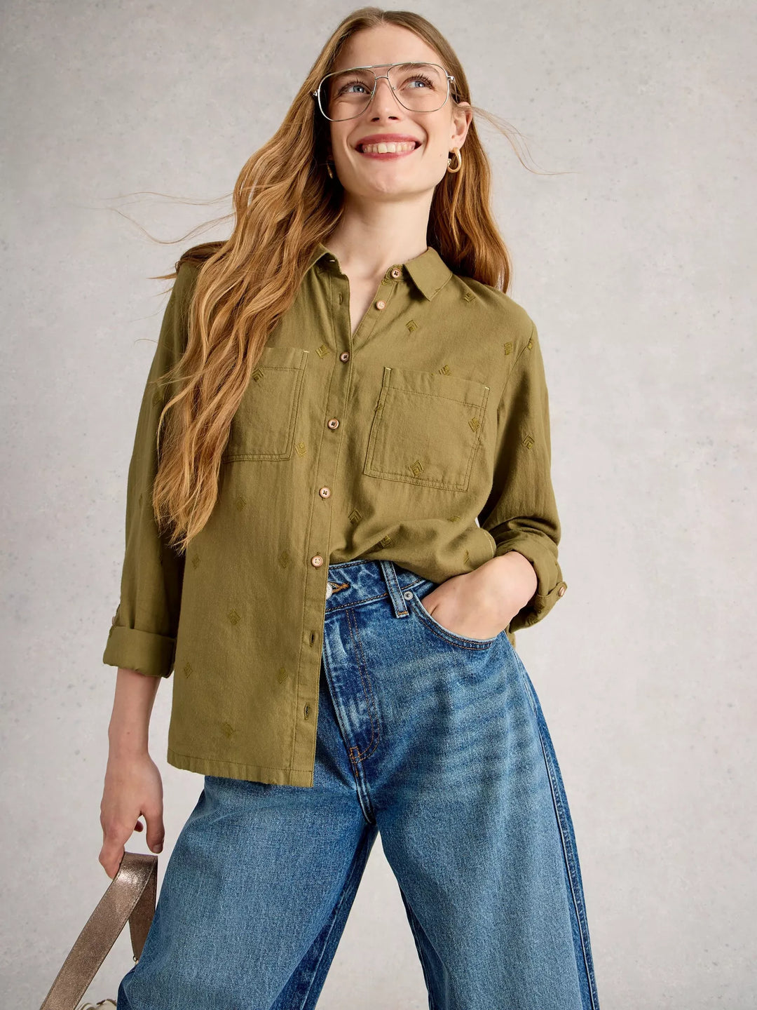 KHAKI SOPHIE COTTON SHIRT
