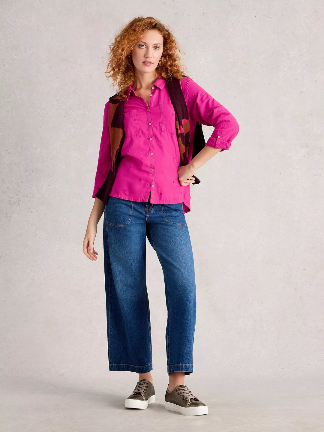 BRIGHT PINK SOPHIE ORGANIC COTTON SHIRT