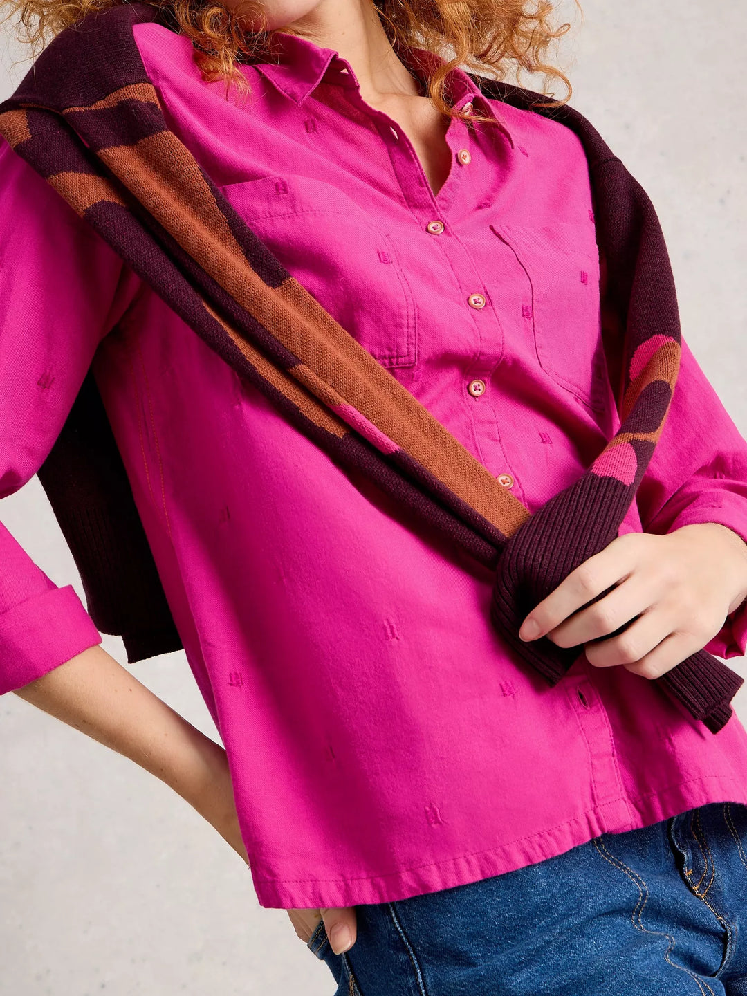 BRIGHT PINK SOPHIE ORGANIC COTTON SHIRT