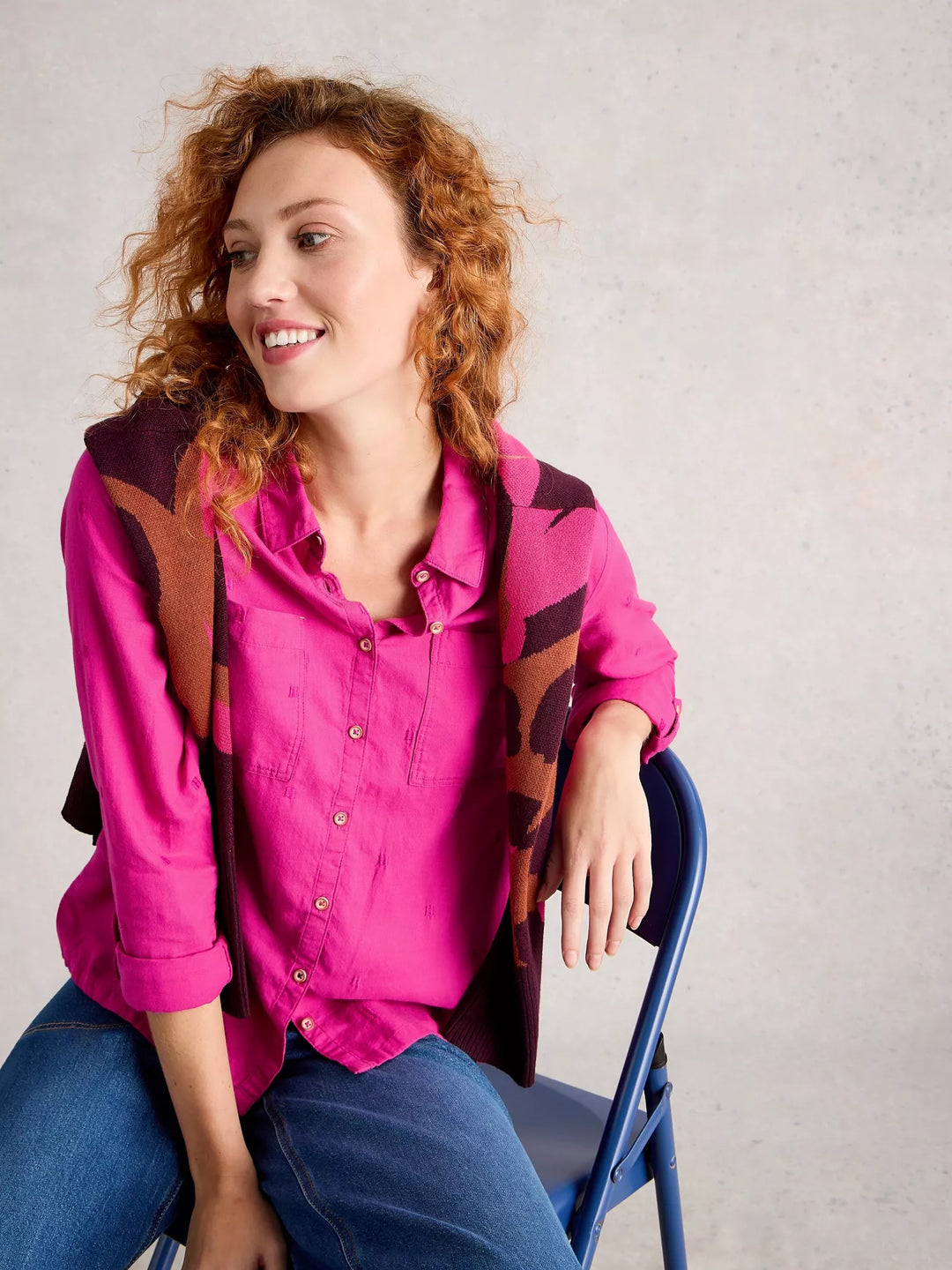 BRIGHT PINK SOPHIE ORGANIC COTTON SHIRT