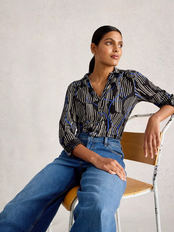 BLACK PRINT ANNIE JERSEY SHIRT