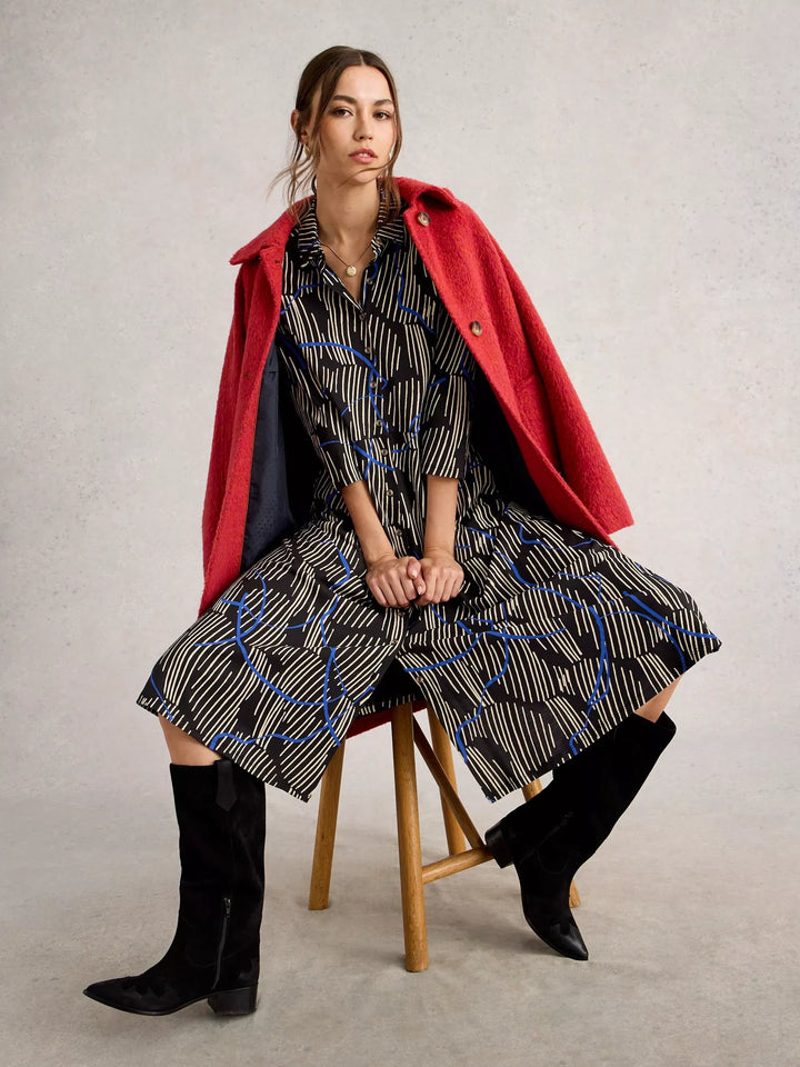 BLACK MULTI RUA JERSEY SHIRT DRESS