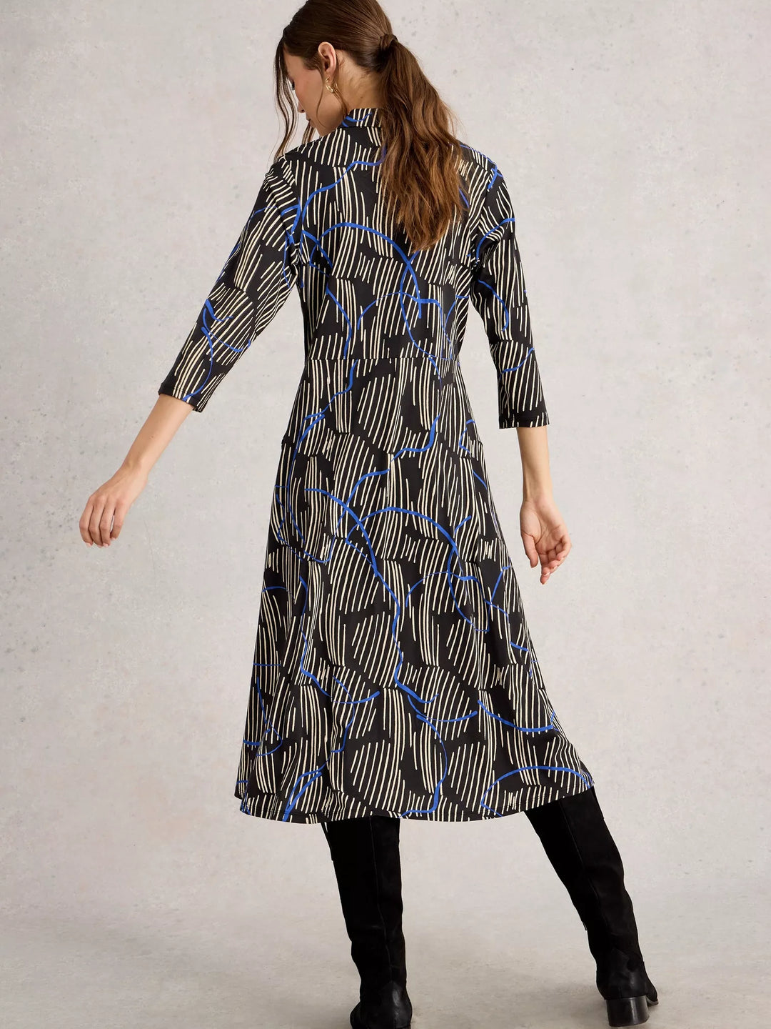 BLACK MULTI RUA JERSEY SHIRT DRESS