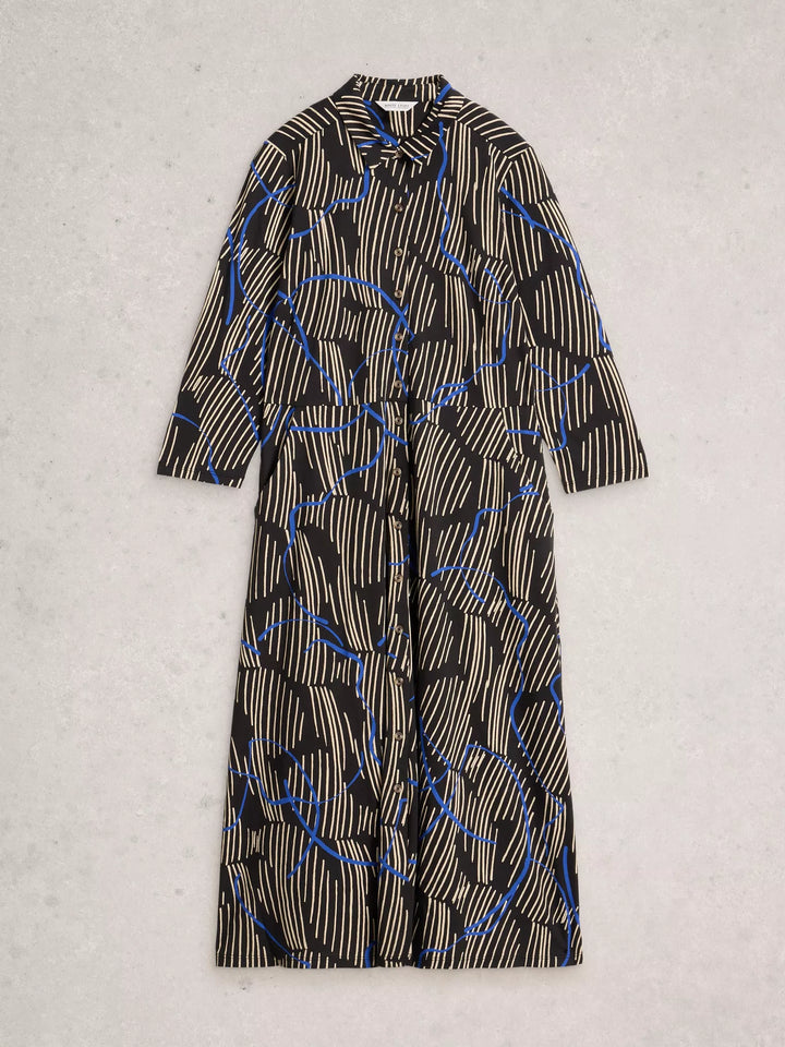 BLACK MULTI RUA JERSEY SHIRT DRESS