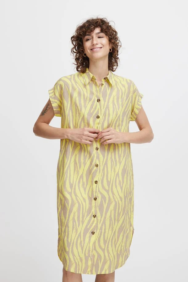 SUNNY LIME ANIMAL MIX FALAKKA SHORT SLEEVE SHIRT DRESS