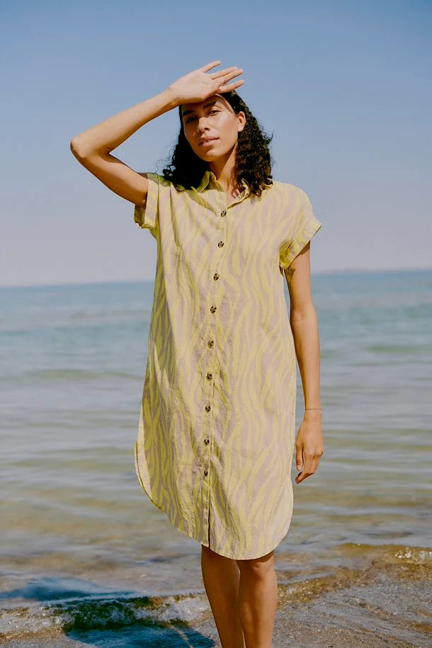 SUNNY LIME ANIMAL MIX FALAKKA SHORT SLEEVE SHIRT DRESS