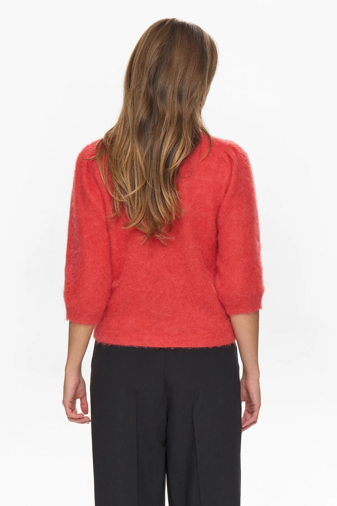 FIERY RED SURI BRUSHED SHORT SLEEVE CARDIGAN