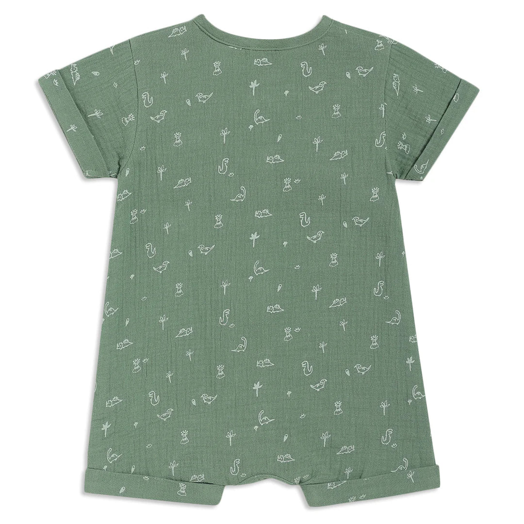 GREEN DINO PRINTED ROMPER