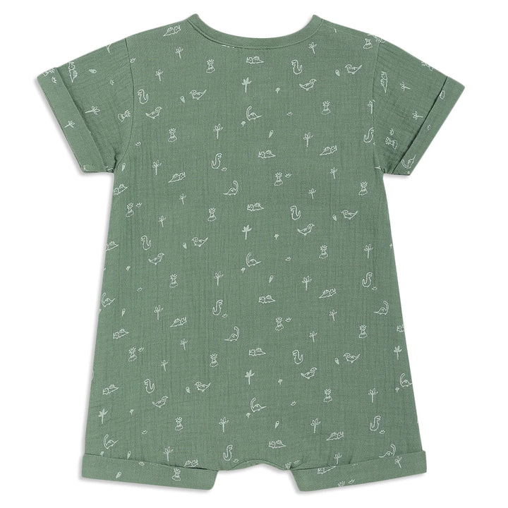 GREEN DINO PRINTED ROMPER