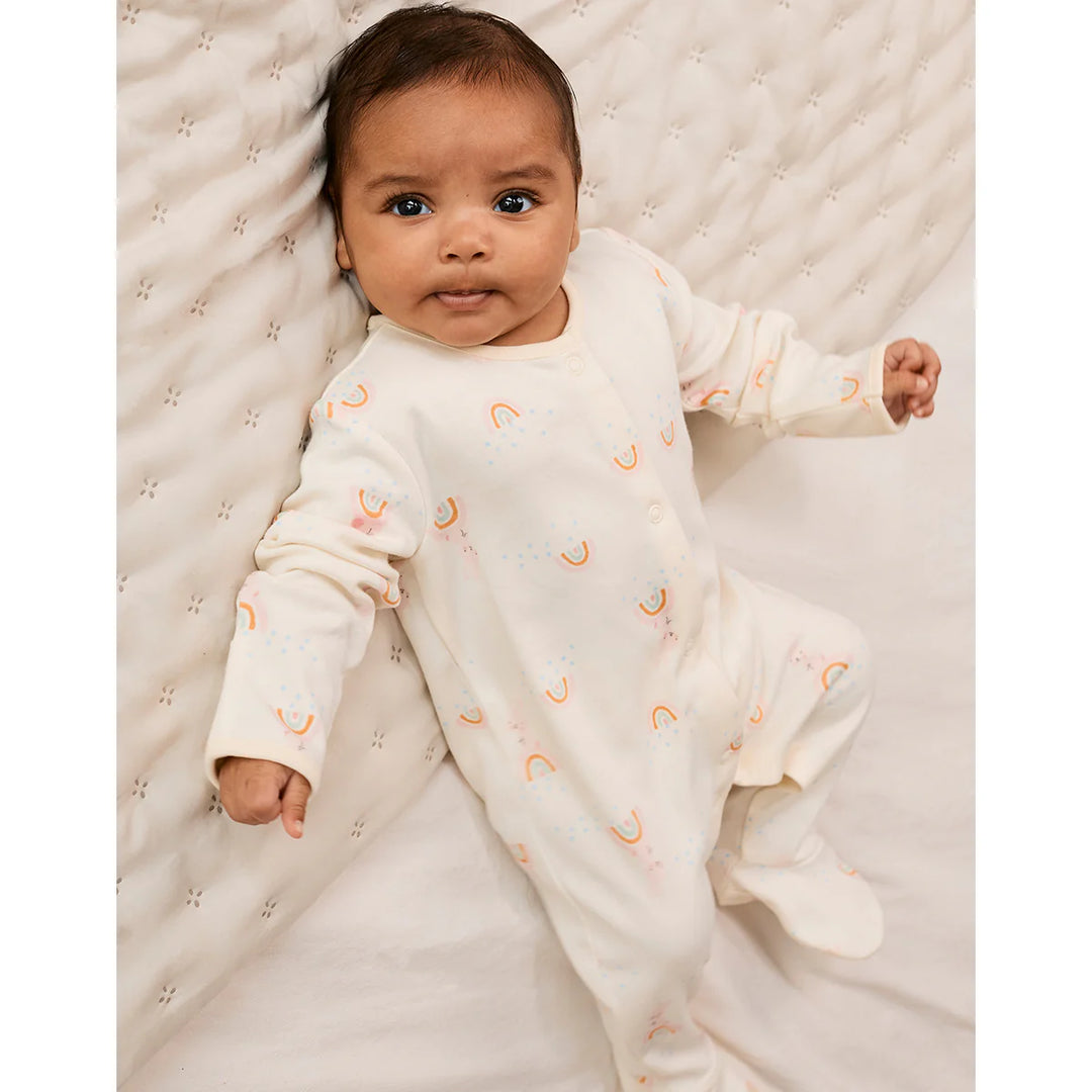 BABY GIRLS RAINBOW PRINTED SLEEPSUITS 2PK