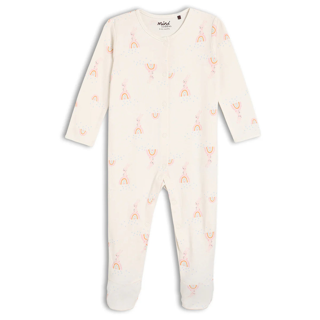 BABY GIRLS RAINBOW PRINTED SLEEPSUITS 2PK