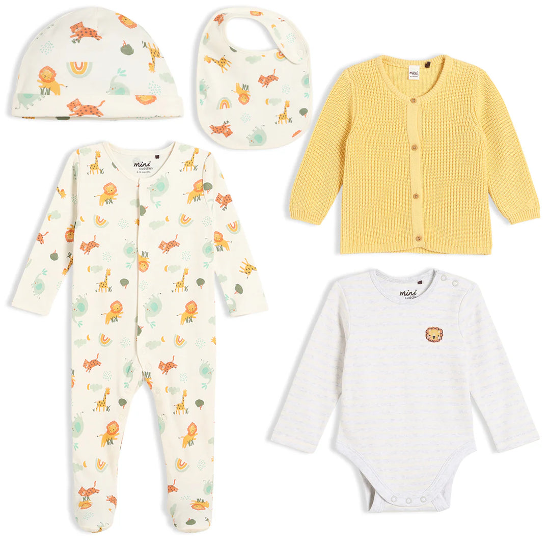BABY UNISEX MULTI PRINTED 5PC GIFT SET