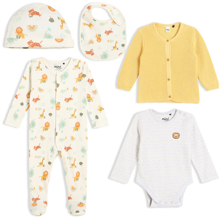 BABY UNISEX MULTI PRINTED 5PC GIFT SET