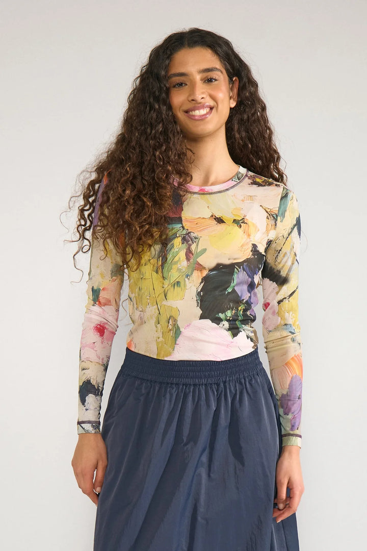 FOREST GREEN ALMIA LOMG SLEEVE MESH TOP