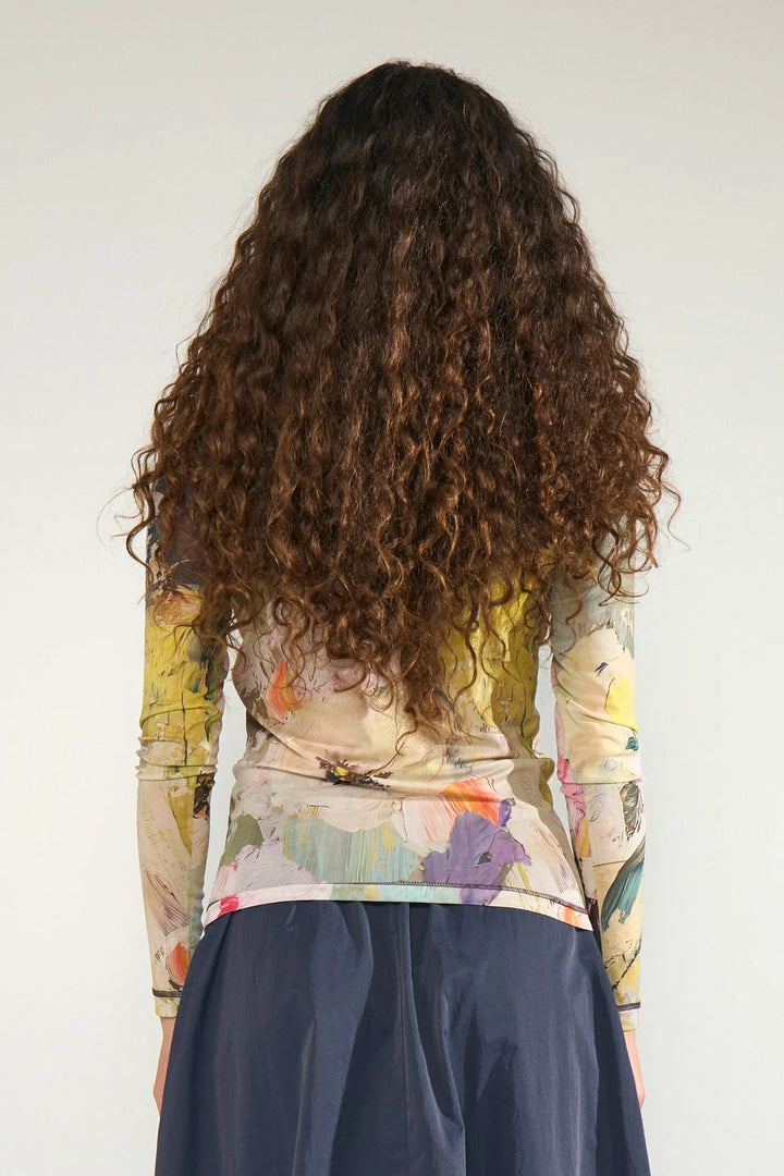 FOREST GREEN ALMIA LOMG SLEEVE MESH TOP