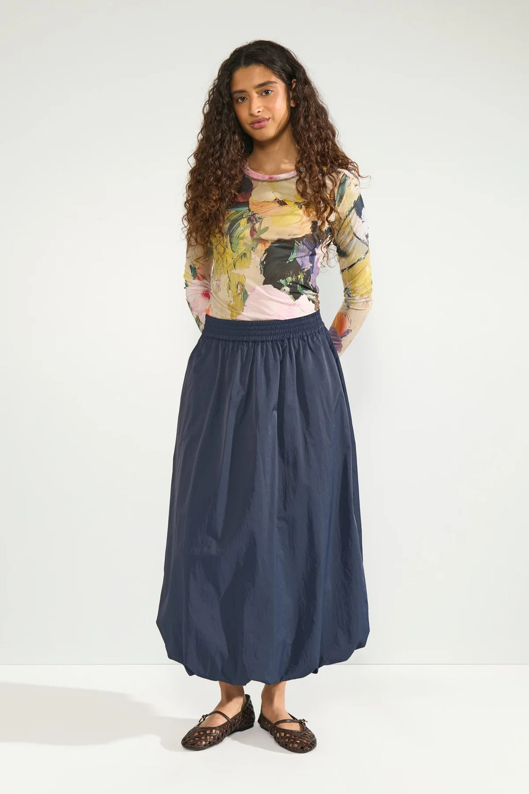 FOREST GREEN ALMIA LOMG SLEEVE MESH TOP