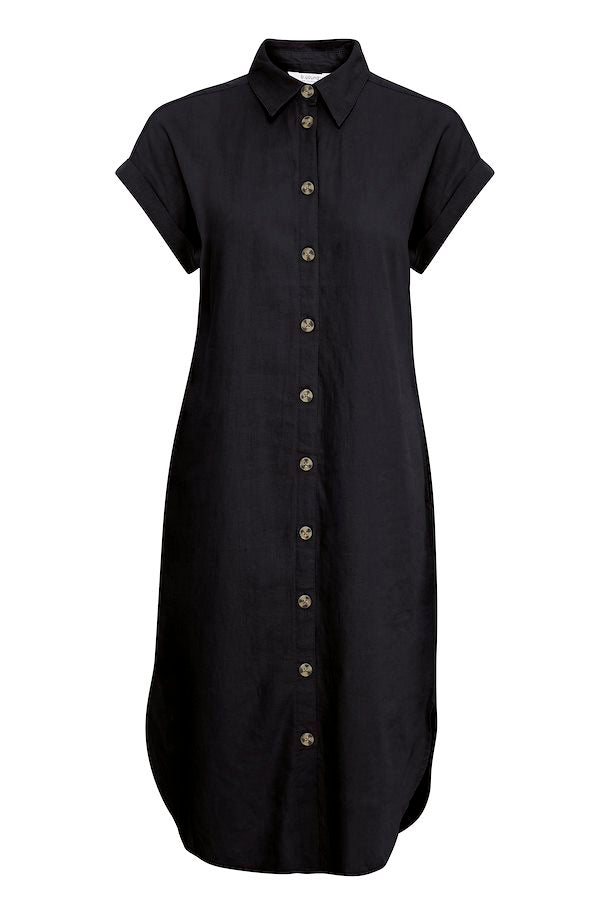 BLACK FALAKKA SHORT SLEEVE SHIRT DRESS