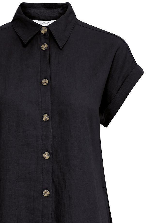 BLACK FALAKKA SHORT SLEEVE SHIRT DRESS