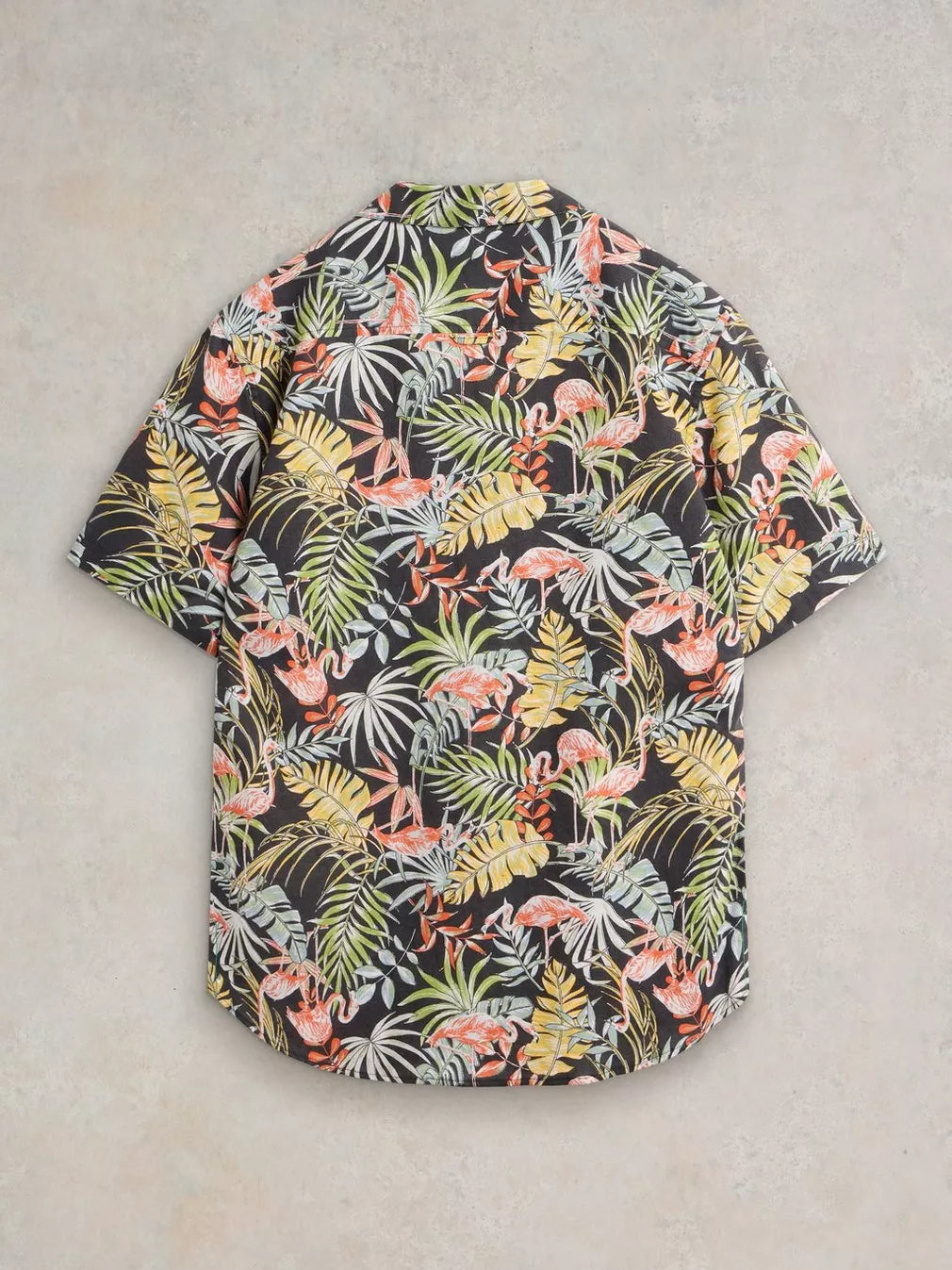 BLACK PRINT FLAMINGO PRINTED SHORT SLEEVE SHIRT