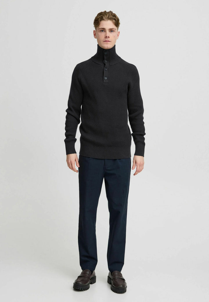 KRISTIAN RIBBED HIGH NECK KNIT DARK NAVY