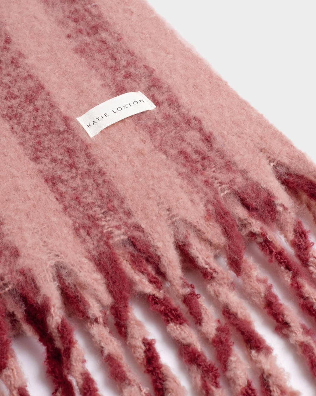 PINK TASSEL STRIPE SCARF