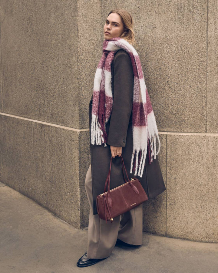 CHERRY CHECK TASSEL SCARF