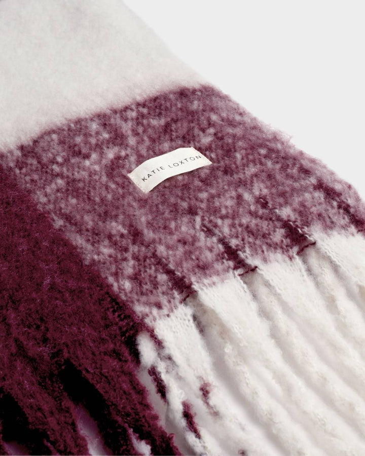 CHERRY CHECK TASSEL SCARF