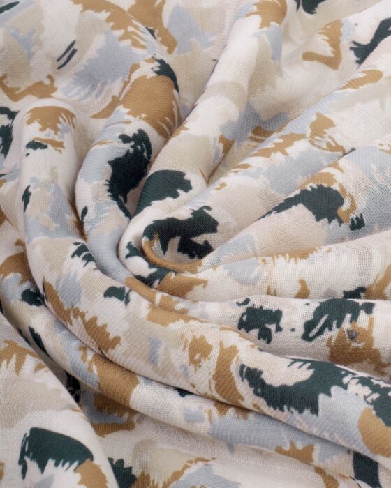 PRINTED SCARF TERAZZO WHITE CAMEL  NAVY