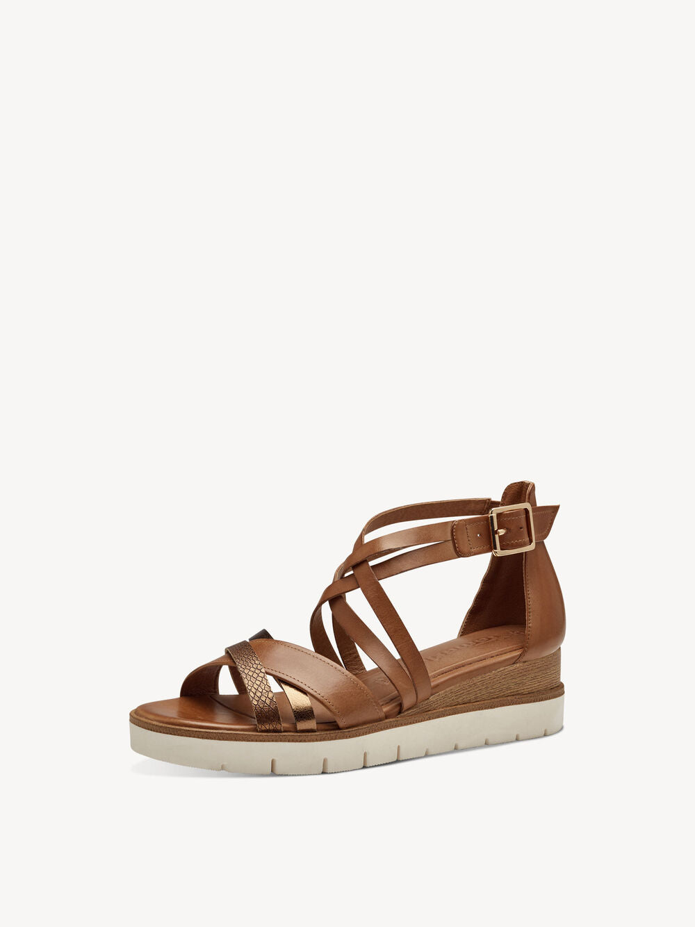 COGNAC WEDGE SANDAL