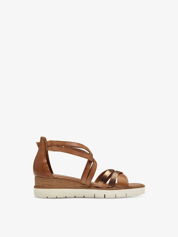 COGNAC WEDGE SANDAL