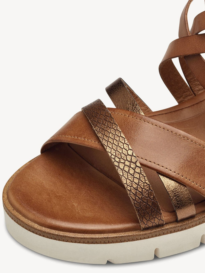 COGNAC WEDGE SANDAL