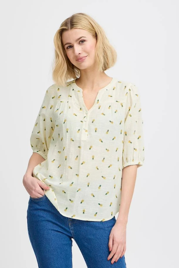 ARCTIC WOLF PINEAPPLE BOBBI BLOUSE