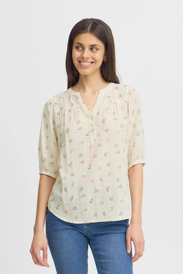 ARCTIC WOLF WATERMELON BOBBI BLOUSE