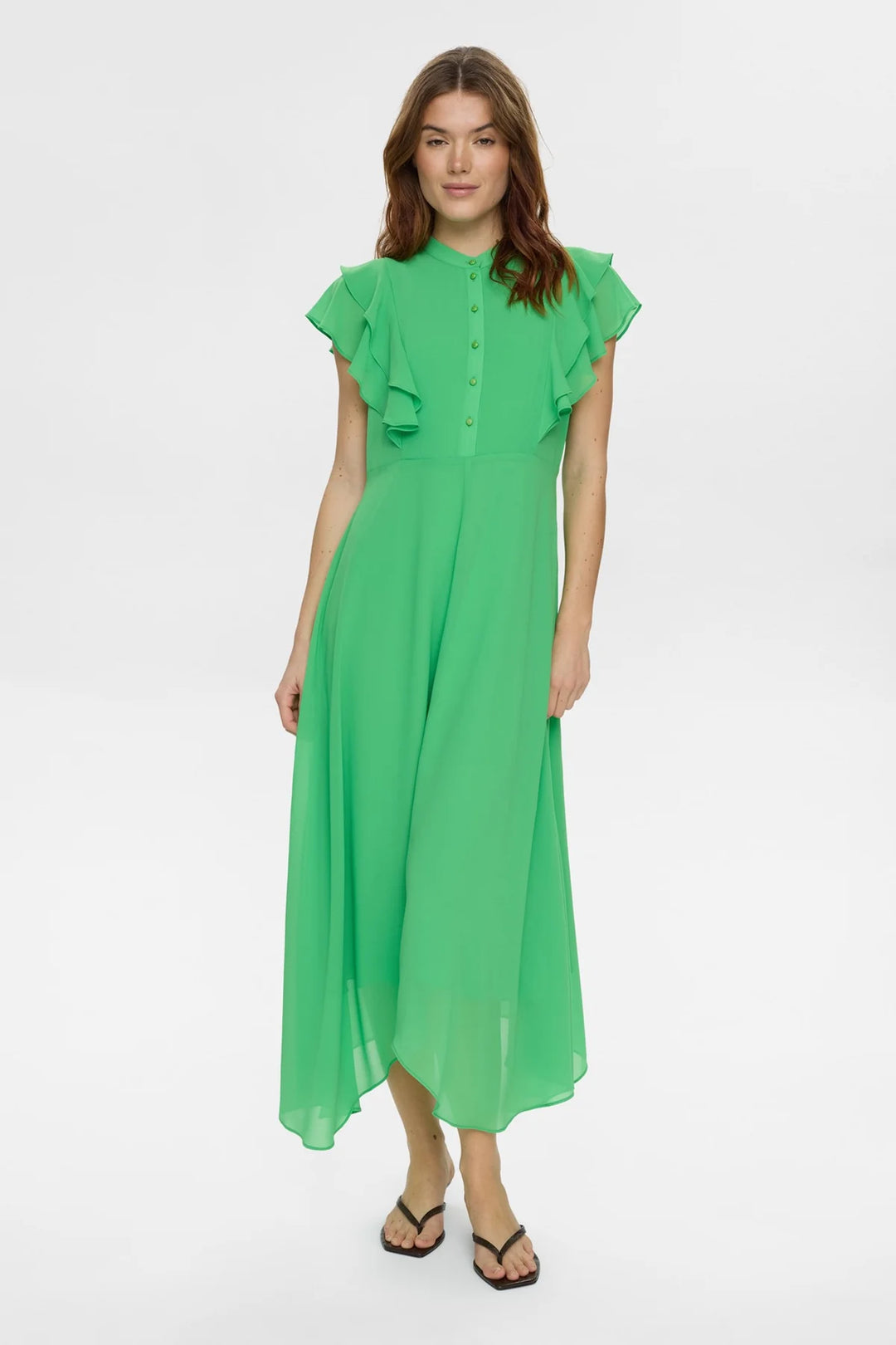 VIBRANT GREEN RUFFLE DRESS