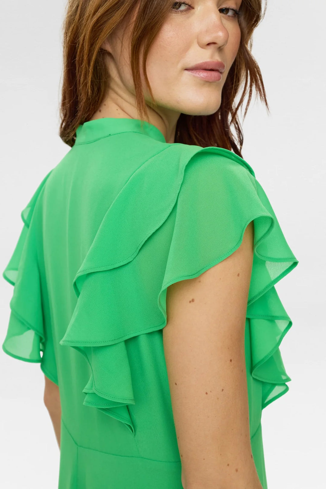 VIBRANT GREEN RUFFLE DRESS