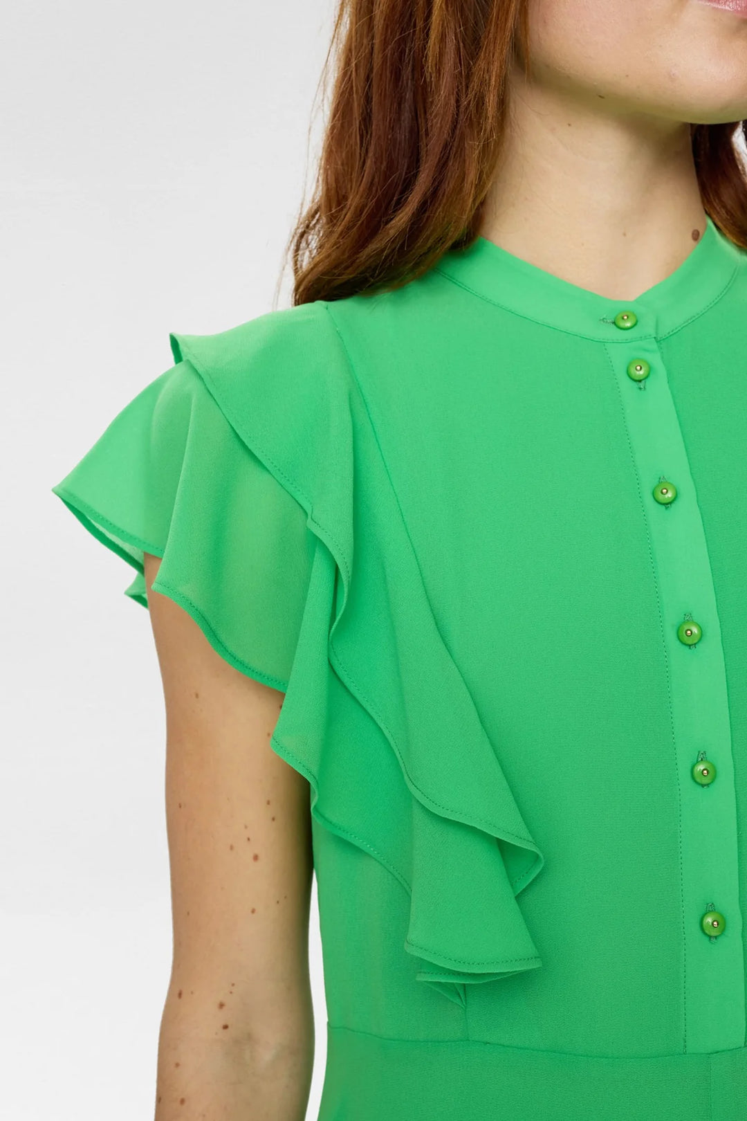 VIBRANT GREEN RUFFLE DRESS