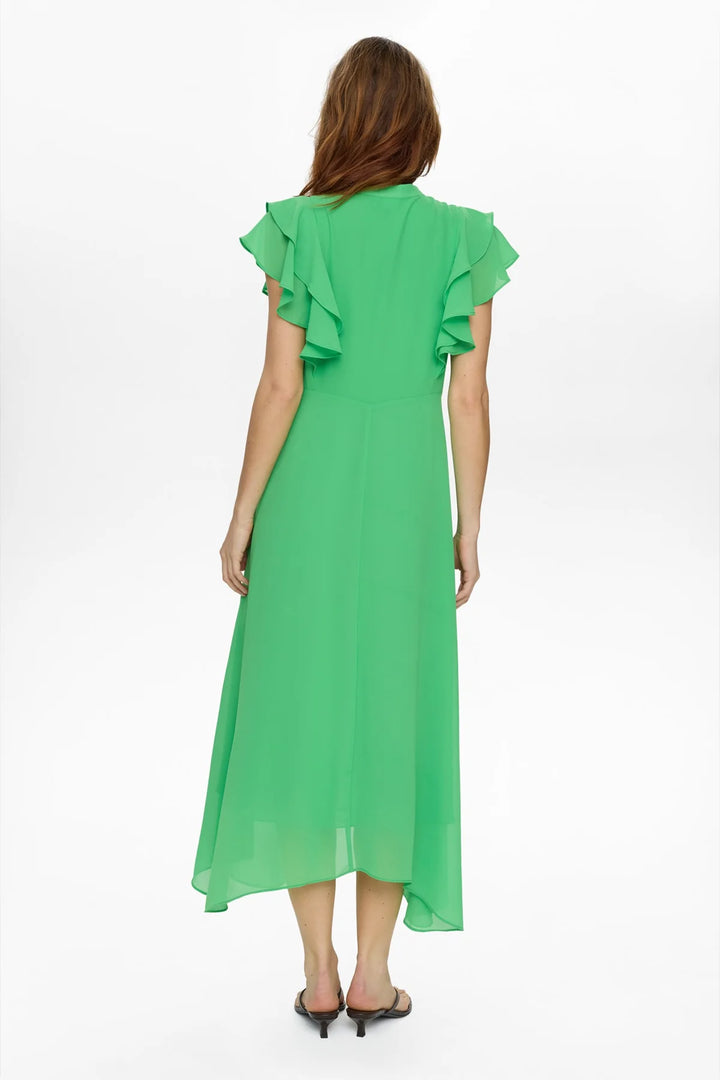 VIBRANT GREEN RUFFLE DRESS