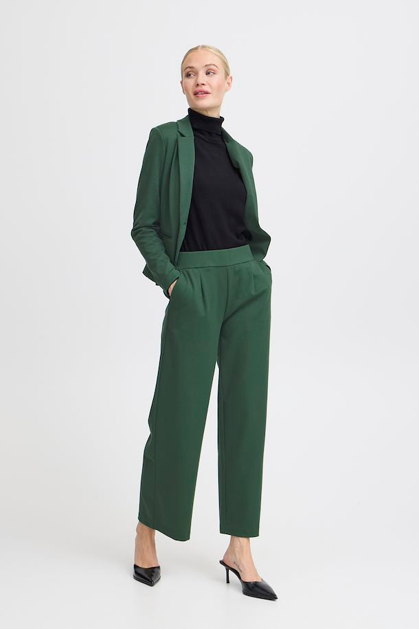 RIZETTA WIDE TROUSER CROPPED  GREEN