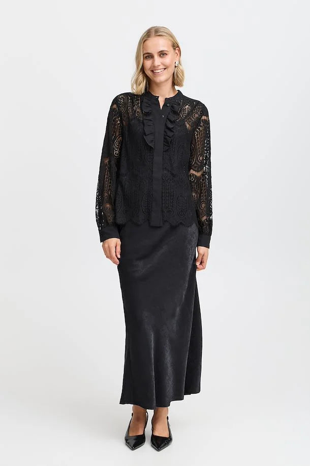 BLACK CATE LACE SHIRT