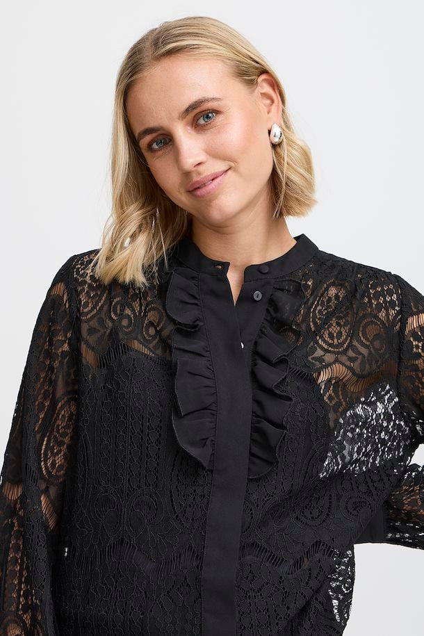 BLACK CATE LACE SHIRT