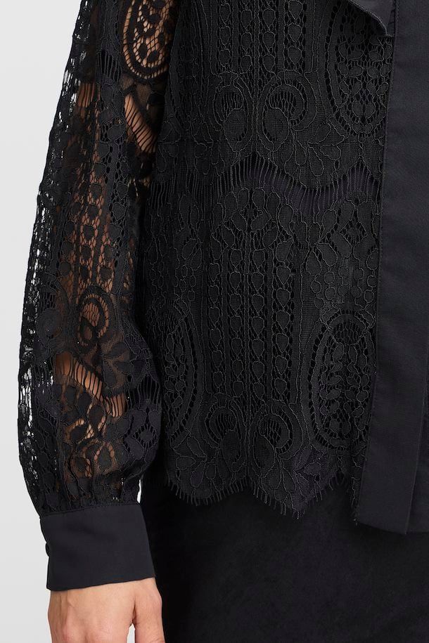 BLACK CATE LACE SHIRT