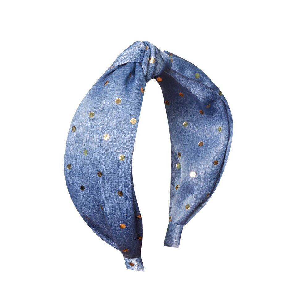 GOLD SPOTTY HEADBAND BLUE