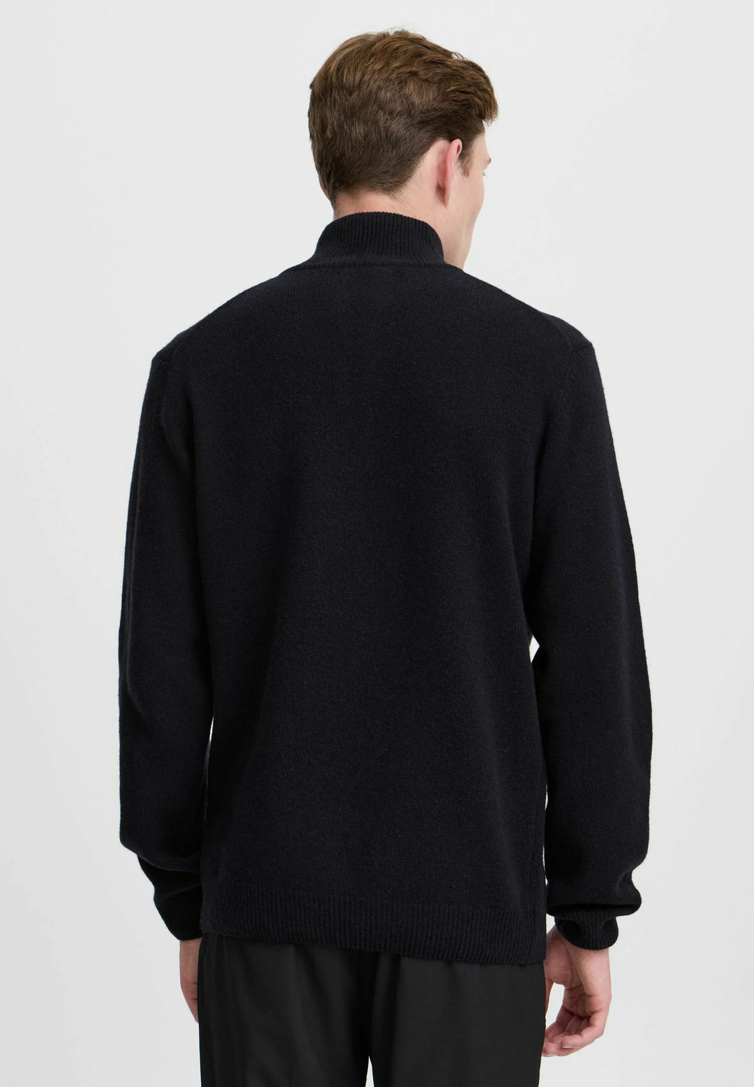 DARK NAVY KARL HALF ZIP LAMBS WOOL KNIT