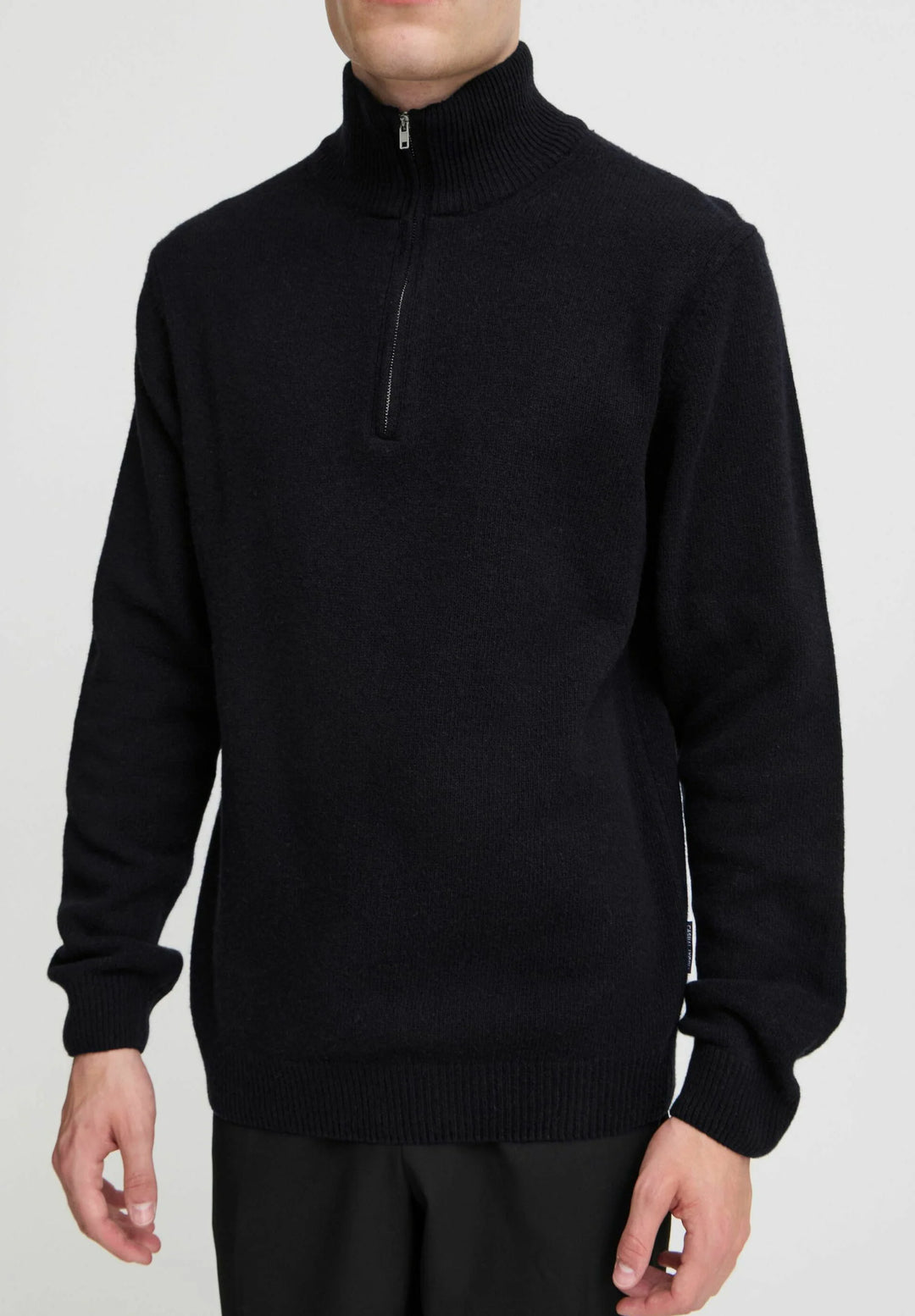 DARK NAVY KARL HALF ZIP LAMBS WOOL KNIT