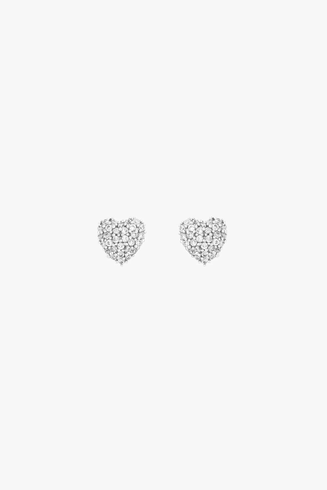 PAVE HEART EARRINGS SILVER