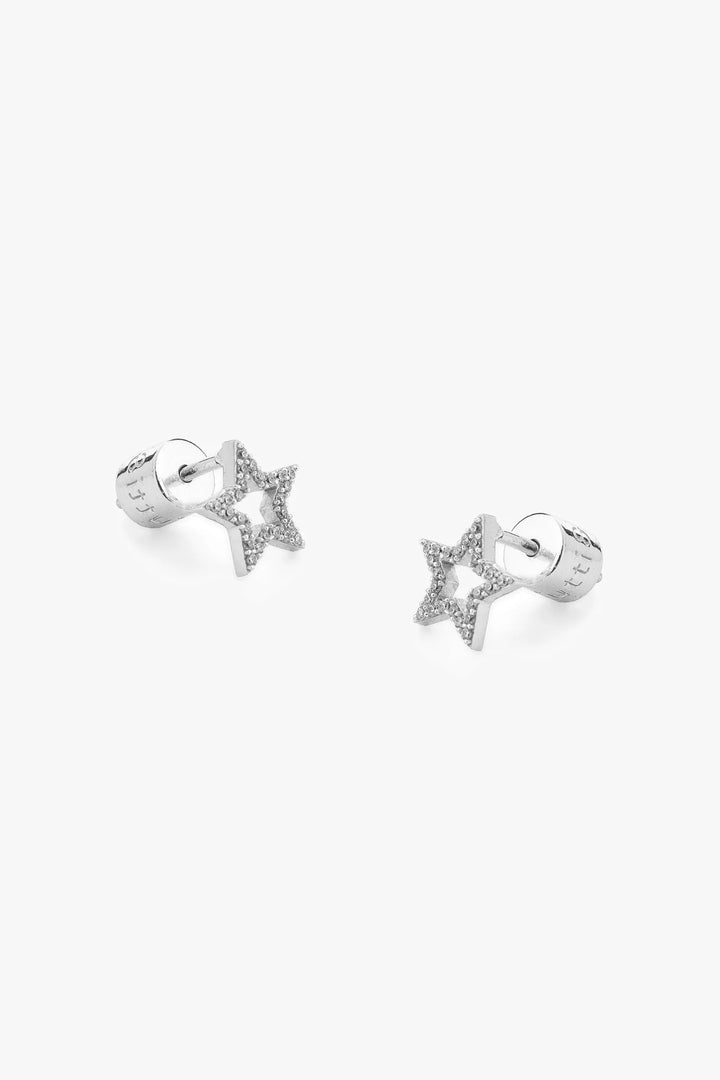 PAVE STAR EARRINGS SILVER