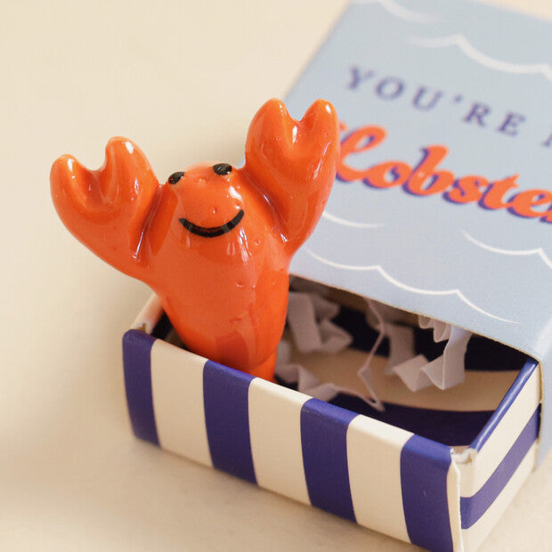 TINY MATCHBOX CERAMIC LOBSTER TOKEN