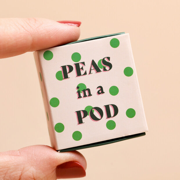 TINY MATCHBOX CERAMIC PEAS IN A POD TOKEN