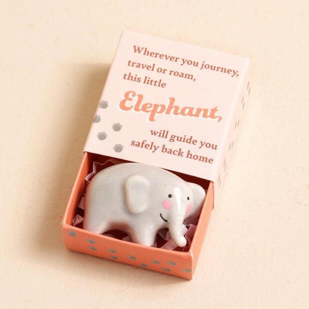 TINY MATCHBOX CERAMIC ELEPHANT TOKEN