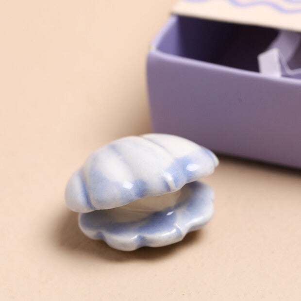 TINY MATCHBOX CERAMIC PEARL OYSTER TOKEN